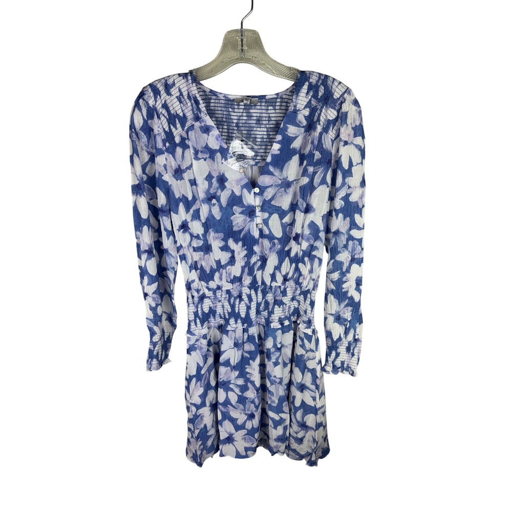 Rails Zana Blue Amaranth Floral Smocked Mini Dress Medium NWT
